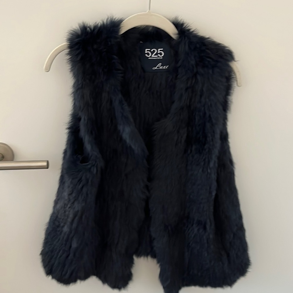 Navy Rabbit Fur Vest